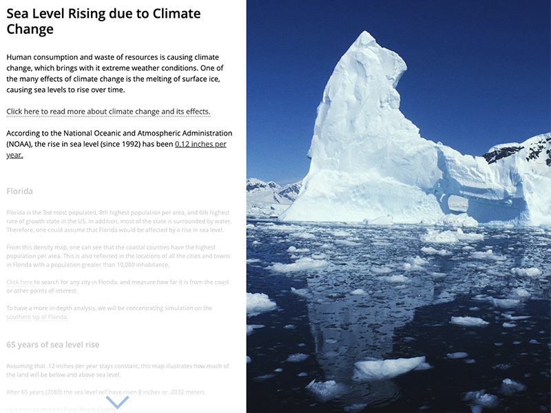 Example of student work includes an image of an iceberg.